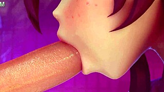 hu tao's wet horny mouth begs for cumshot facial blowjob