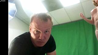 Savanna Brown strips nude and spreads shaved pussy for horny photographer