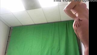 Savanna Brown strips nude and spreads shaved pussy for horny photographer