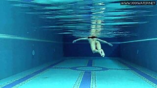 lady dee shy czech teen swims poolside flashing her tight pussy underwater