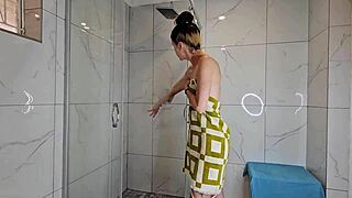 hairy or shaved cunt glistening in morning shower tease