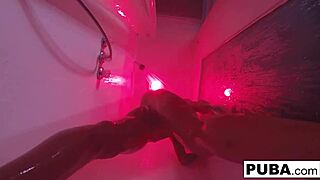 Hot Kendra Cole masturbates skinny body in sexy shower steam