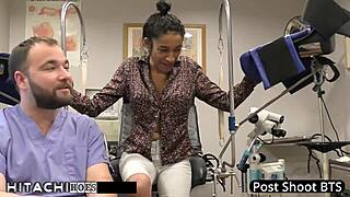 backstage at the hospital i rip clothes off miss mars and force hitachi orgasm on her tanned curly patient