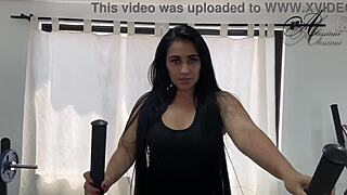 skinny colombian teen fingers pussy alone in gym