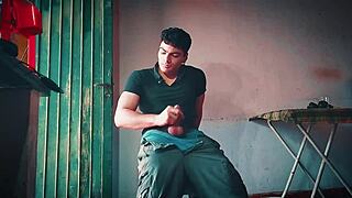 big cock throbs wildly during intense solo stroke