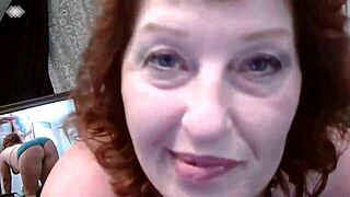 Voluptuous redhead dawnskye1962 strips and rides huge dildo teasingly