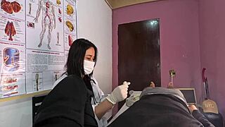 unexpected erection throbs in front of sexy nurse begging for wild patient action!