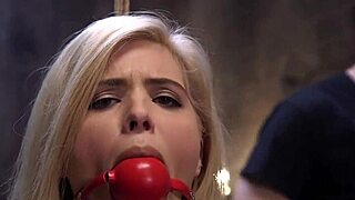 Two Maledom Masters Train Bound Blonde Slave Hardcore BDSM