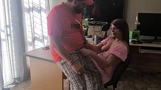 wanna see this brunette amateur tease and stroke his hard cock in homemade dress play?