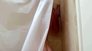 Blonde babysitter sucks cock in shower handjob 💦😈