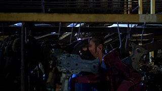 Blonde big tits milf mommy bends over bed in fishnets for deepthroat and doggystyle assfucking.