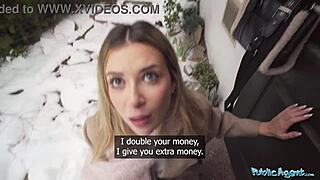 Public Agent CUTE BLONDE OUTDOOR POV BLOWJOB BIG DICK TIGHT PUSSY