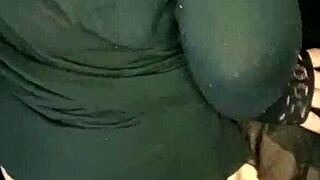 Crossdresser takes brunette from behind