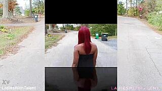 pretty impala poses outdoor in dress