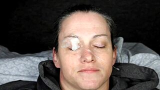 Guys night out ends with dirtydees face covered in huge cumshots