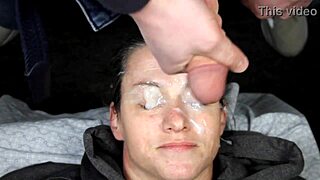 Guys night out ends with dirtydees face covered in huge cumshots