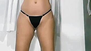 mireladelicia dances in see-through dress squirts on giant homemade dildos.