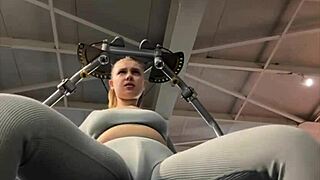 Blonde Teen with Big Natural Tits Masturbates Hard to Orgasm in Public Gym Webcam Homemade