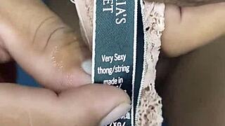 hey, wanna peek at this lingerie model's panty tease with dildo dance?