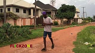 Chubby ebony neighbor oils big ass belly for closeup sex