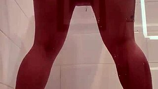 shower whore shoves monster dildo deep in her holes