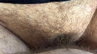 cuckold hubby slurps lover's creampie from hairy cheating milf wife's sloppy beaver pussy