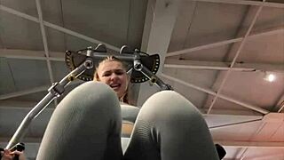 Blonde Teen with Big Natural Tits Masturbates Hard to Orgasm in Public Gym Webcam Homemade