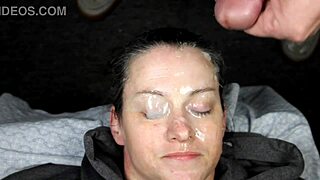 Guys night out ends with dirtydees face covered in huge cumshots