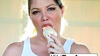 kiki teases curves in sexy messy ice cream body playtime