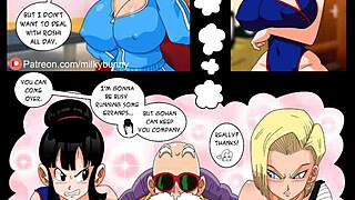 Gohan Dominates Big Tits Lesbians in Monster Cock Creampie Comic Action