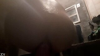 shemale ladyboy rides huge horse dildo stretching tight ass wide open