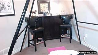 Maxine spreads bubble ass cheeks for huge dildo anal fuck squirting webcam solo heels