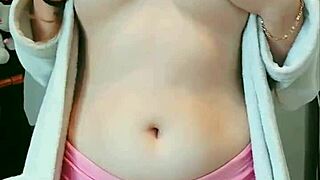 cute pigtail student post-shower gropes big tits horny ahegao pussy touch