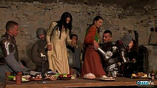 Busty redhead maidens at medieval fair deepthroat monster cocks and ride doggystyle