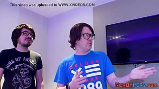 Nerdy newbie amateur tricked into first sloppy blowjob session