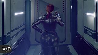 Black widow's big tits and ass bounce on monster black cock