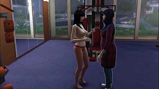 raven hits gym hard showing off big tits in comic workout scene