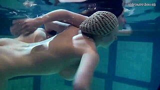 😍 katka & barbara's big tits bounce underwater... tight pussies teased poolside!👙💦
