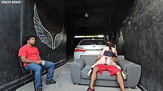 My buddy's girlfriend dances close, feels my hard cock, then fucks me raw in front of him garage creampie