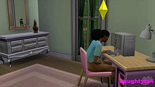 Roommate busts futa girl jerking off then punishes with bent over anal doggystyle