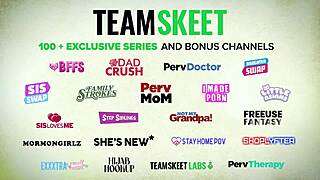 Taboo teen 3some girlfriend big tits sofa ride