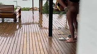 shameless young wife fucked hard on porch by hubby homemade