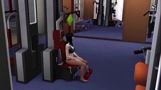 raven hits gym hard showing off big tits in comic workout scene