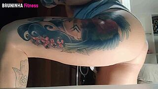 hot babe slips fingers into tight ass while twerking big booty to funky beats closeup pov