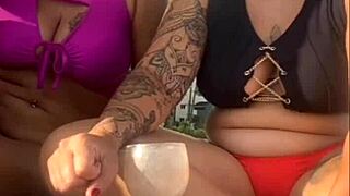 lonely african milf flashes wildly on empty beach plotting mischief behind husband's back