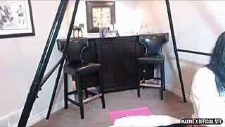 Maxine spreads bubble ass cheeks for huge dildo anal fuck squirting webcam solo heels