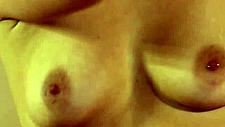 blonde babe spreads legs on desk rubbing pussy till she squirts hard