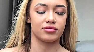 petite 18yo blonde's pretty face gets cum splashed after screaming through rough pov doggy and missionary