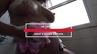 ahh juicy brazilian brunette pussy gozei so hard in the bath with big john!