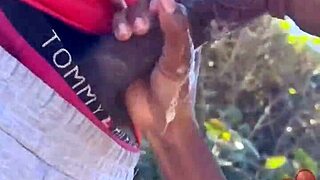 Sucking Shy Black Cock Beach Cum Swallow